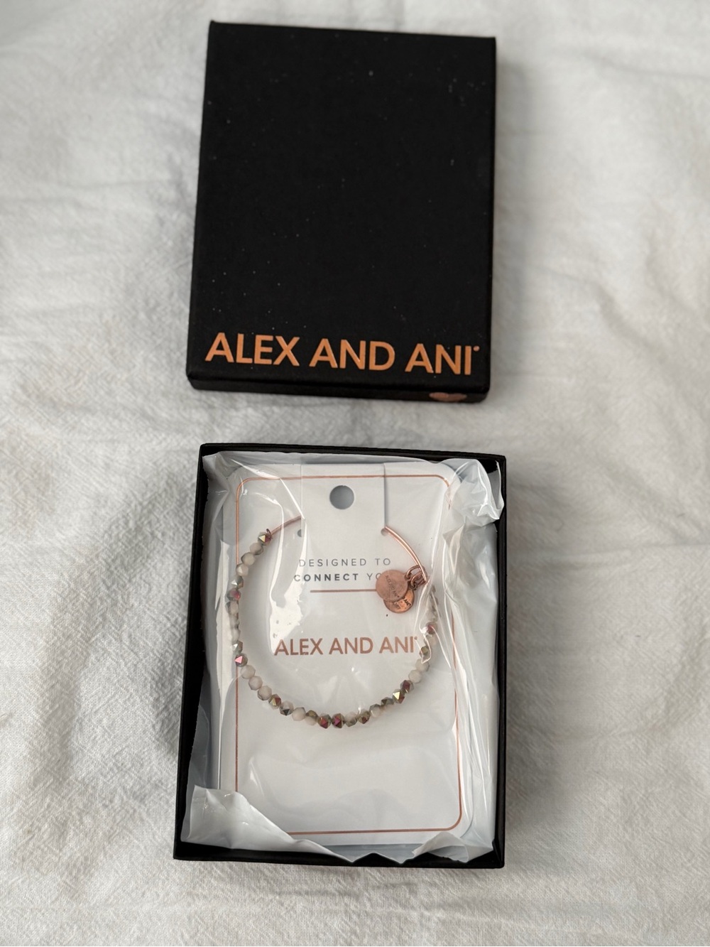 Alex and Ani Rose Gold Bead & Disc Bracelet with Pink Accents